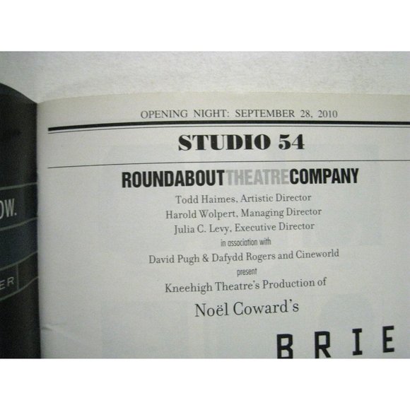 Brief Encounter Playbill 2010 Studio 54 Opening Night September 28 Ticket Alessi - Picture 6 of 11